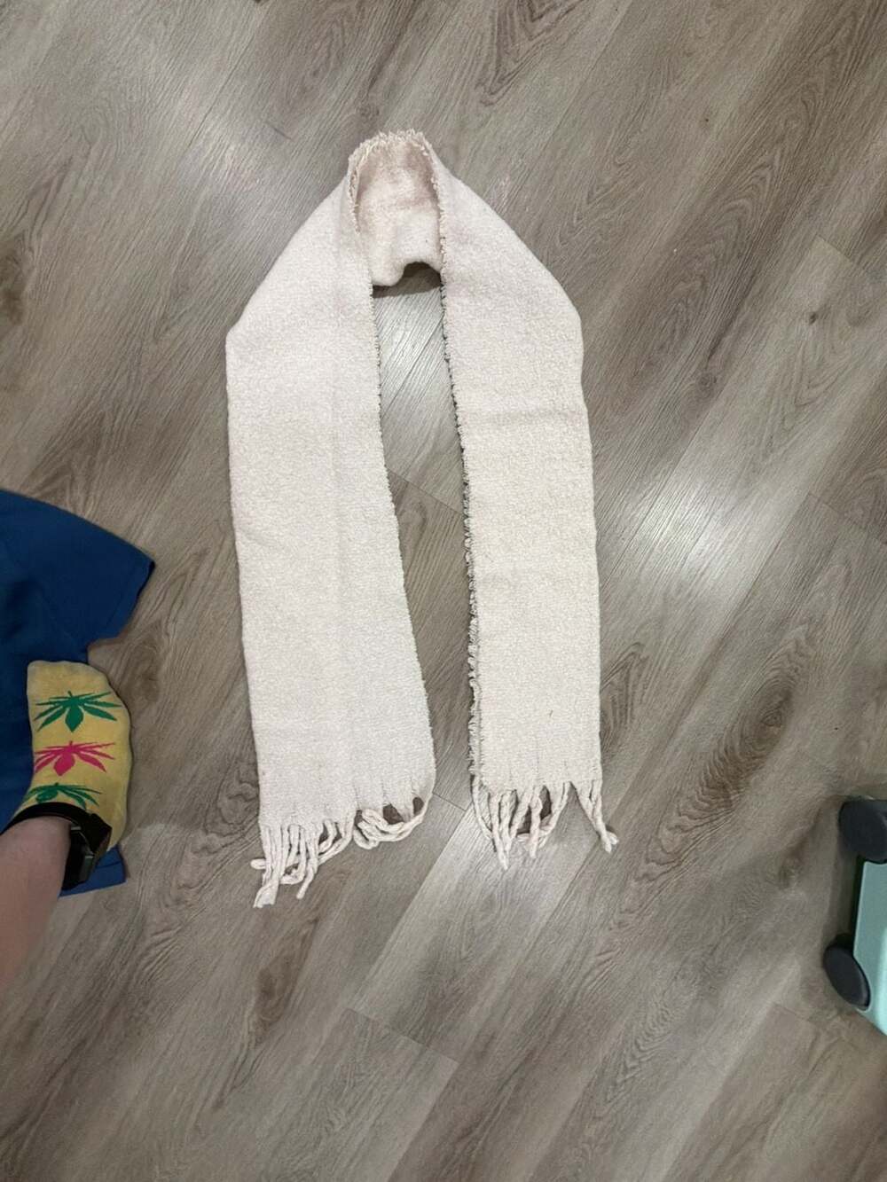 Unbranded Fringed Knit Scarf Off White